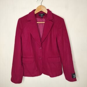 Louben Wool Cashmere Blazer Jacket Hot Pink Two Button